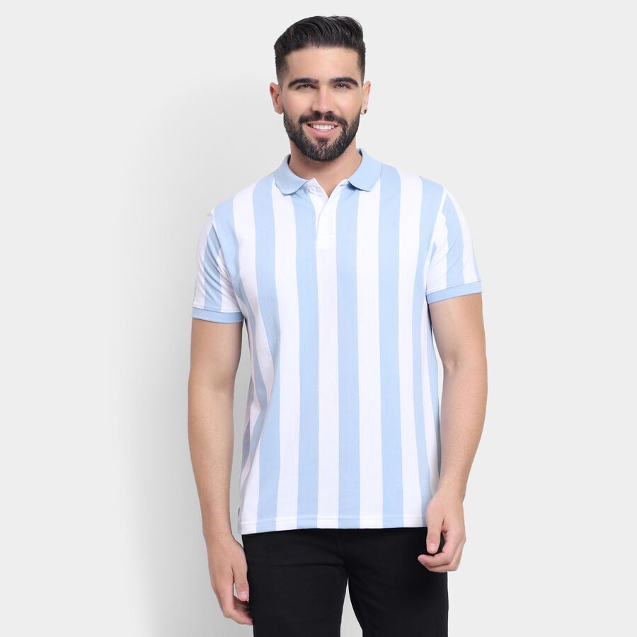 Men's Collared Half Sleeves T-Shirt , हल्का नीला, large image number null