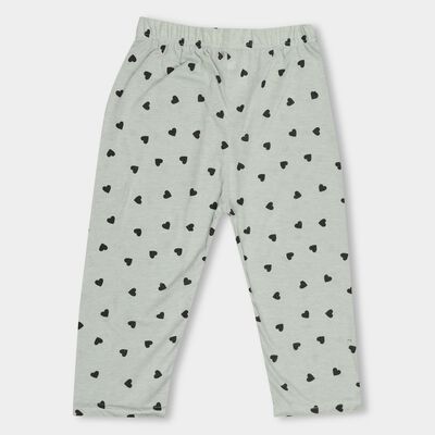 Girls' Light Mint Green Flared Printed Capri