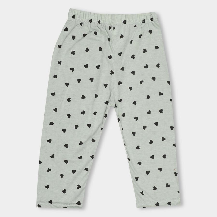 Girls' Light Mint Green Flared Printed Capri, Olive, large image number null