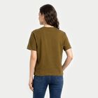 Women's Olive Green Cotton Round Neck Regular T-Shirt, Olive, small