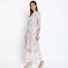 Printed 3/4th Sleeves Flared Kurta, Light Green, small image number null