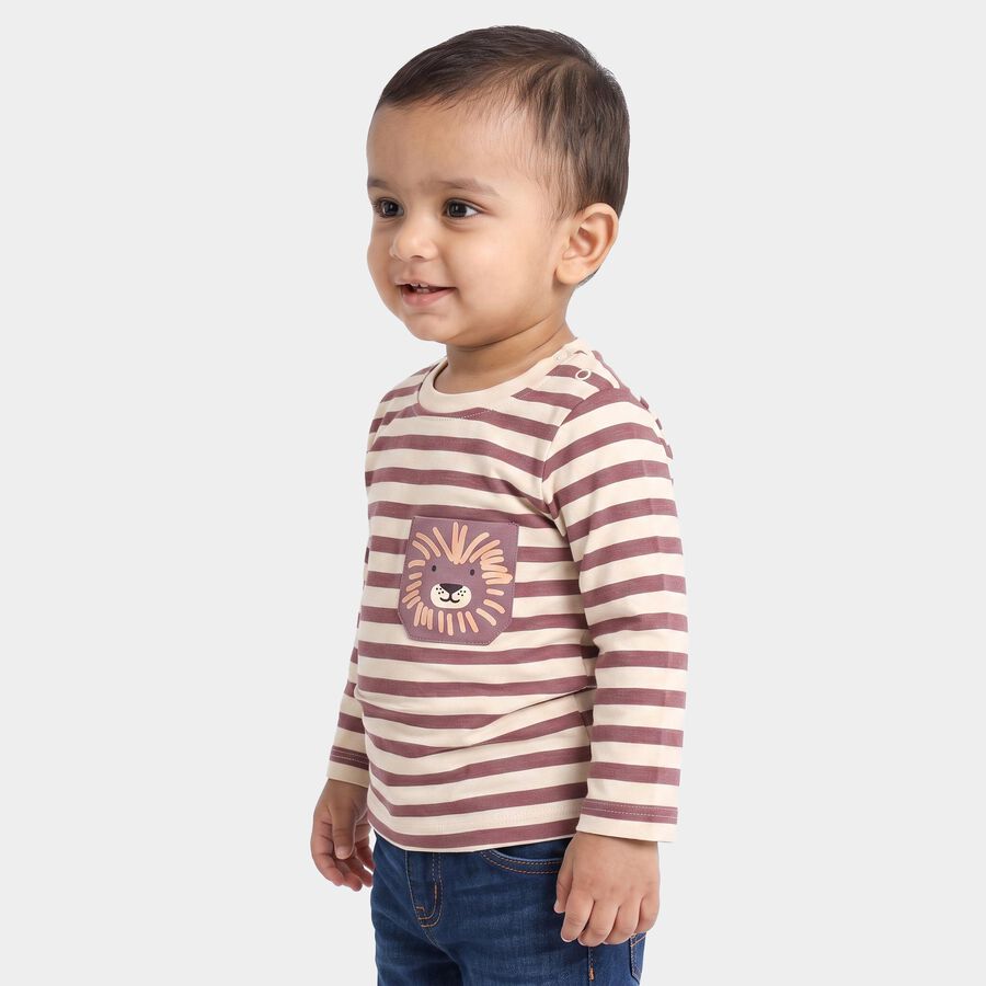 Infants Purple Cotton Round Neck Regular T-Shirt, Purple, large