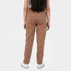 Girls' Brown Cotton Blend Solid Pyjama, Brown, small