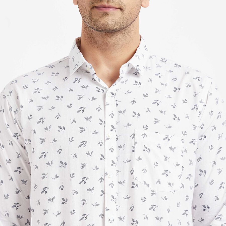 Cotton Printed Casual Shirt, White, large image number null
