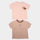 Girls Pink Cotton Round Neck Regular T-Shirt, गुलाबी, small
