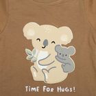 Infants' Beige 100% Cotton Round Neck Printed Baba Suit, गहरा पीला, small