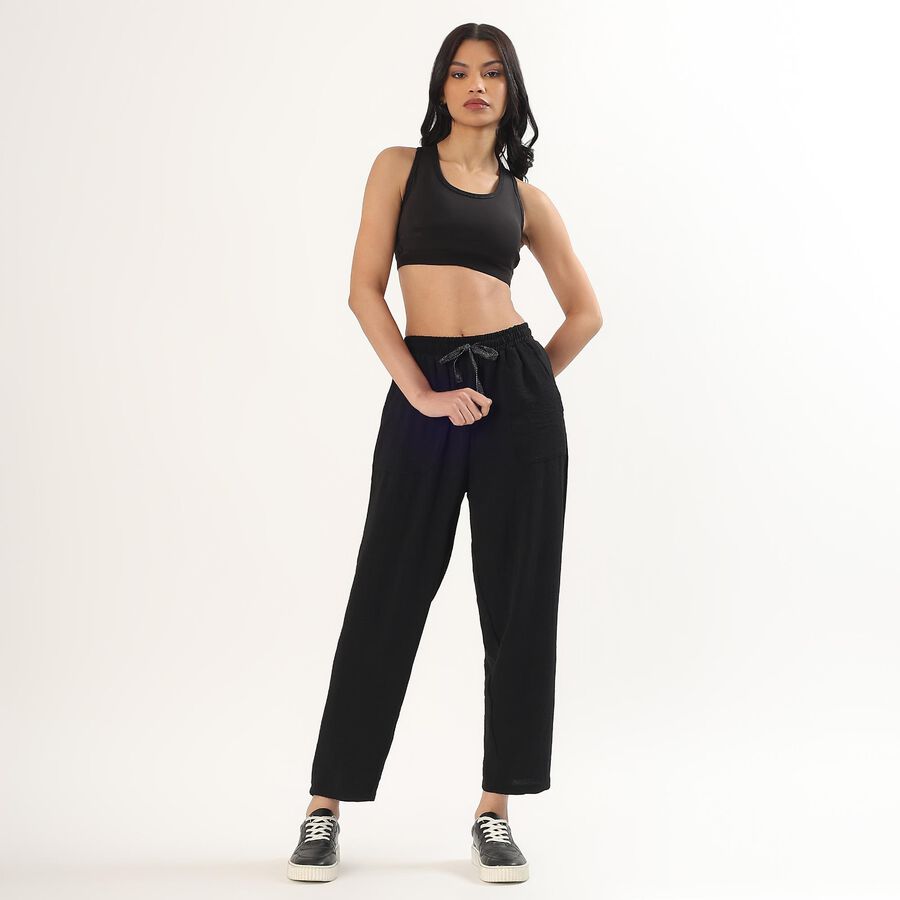 Women's Black Seamless Racerback Sports Bra, Black, large image number null