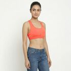 Women's Pink Sleeveless Athleisure Sports Bra, Pink, small