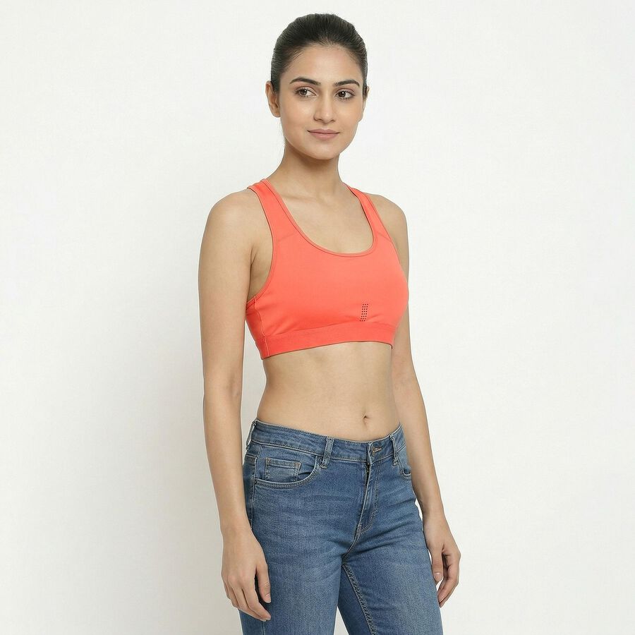 Women's Pink Sleeveless Athleisure Sports Bra, Pink, large