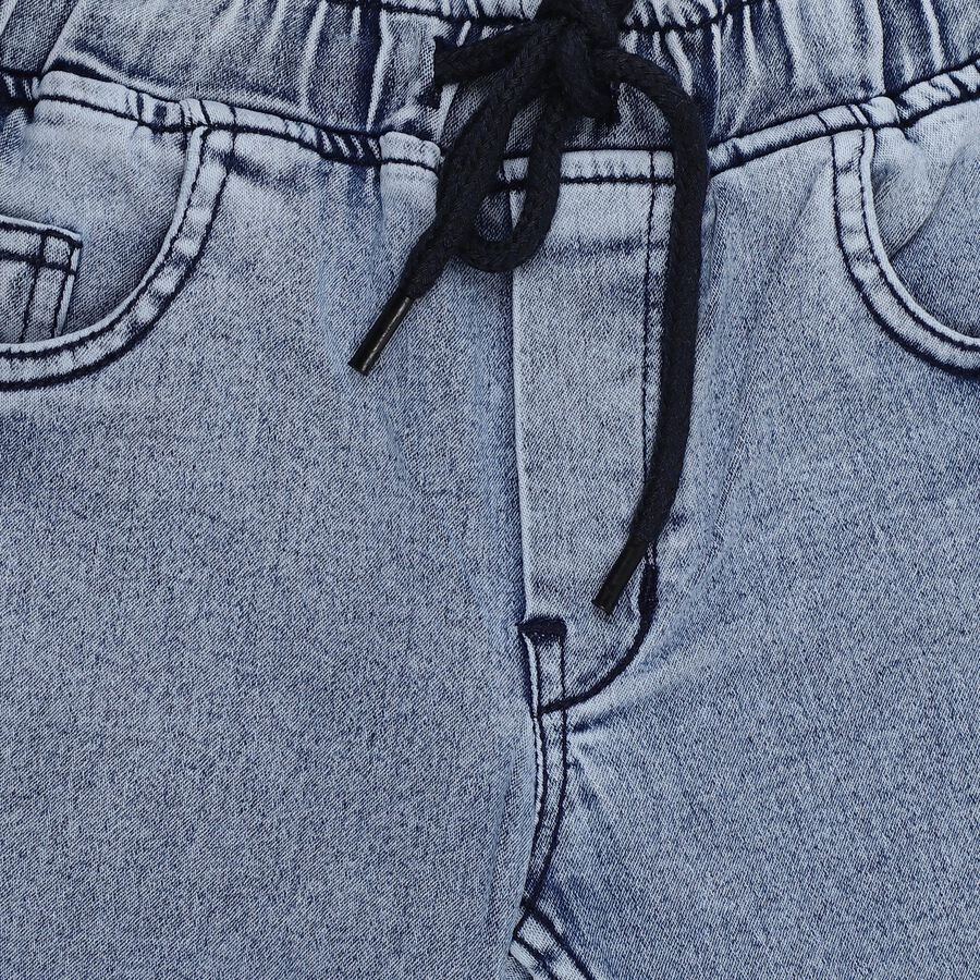 Boys' Blue Regular Fit Washed Jeans, Mid Blue, large