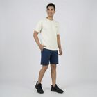 Men's Ecru Melange Round Neck Athleisure T-Shirt, Ecru Melange, small