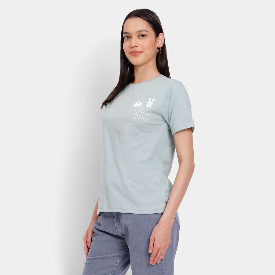 Ladies' Round Neck T-Shirt, हल्का हरा, large image number null