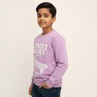 Boys Light Purple Crew Neck Graphic Sweatshirt, लाइलेक, small image number null