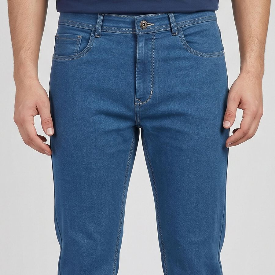 Men's Light Blue Slim Fit Washed Jeans, हल्का नीला, large