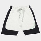 Boys Ecru Melange Regular Fit Colorblocked Bermuda Shorts, Ecru Melange, small