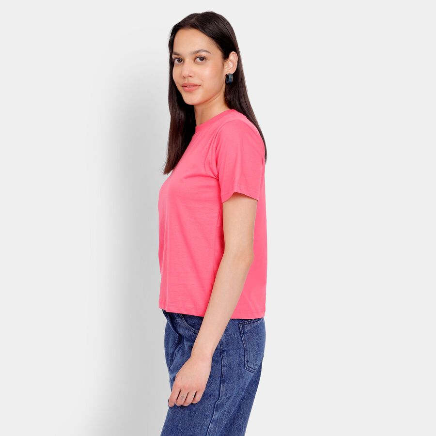 Ladies' 100% Cotton Round Neck T-Shirt, मूँगा (कोरल), large image number null