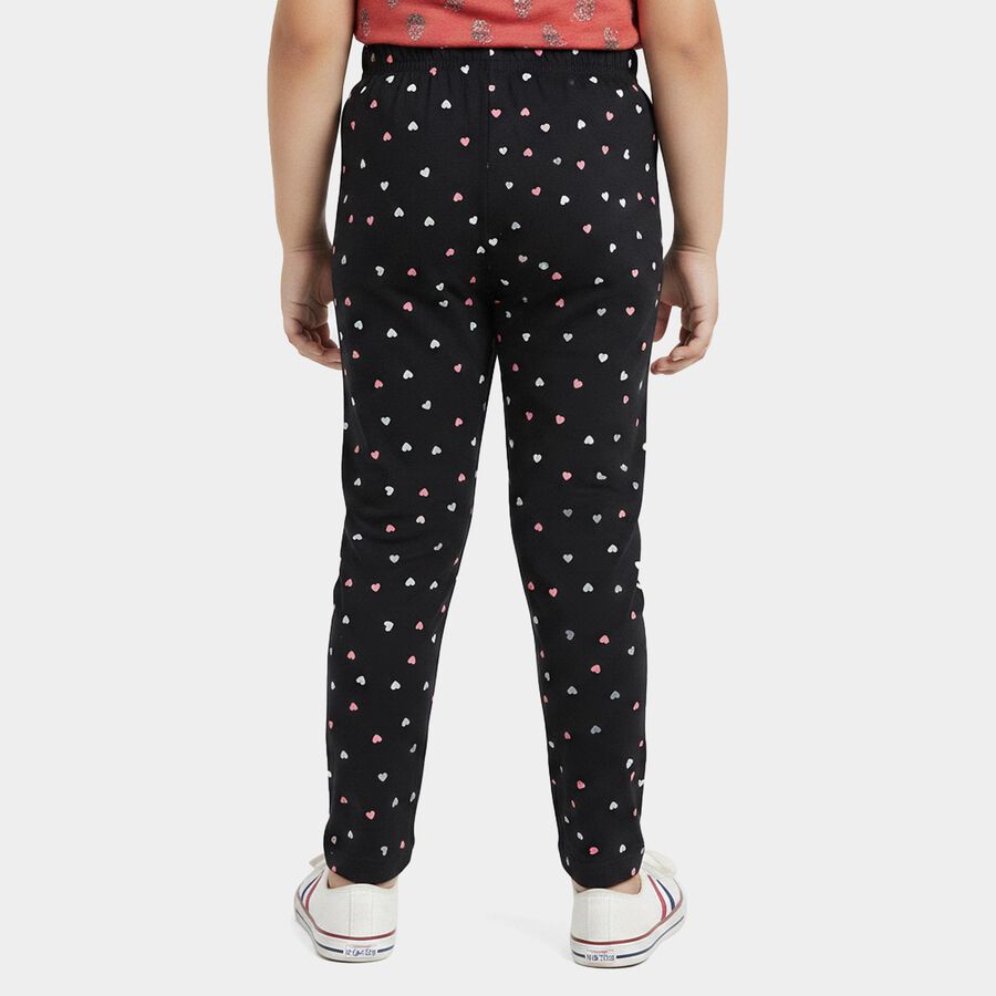 Girls Navy Blue Regular Fit Heart Printed Pyjama, नेवी ब्लू, large
