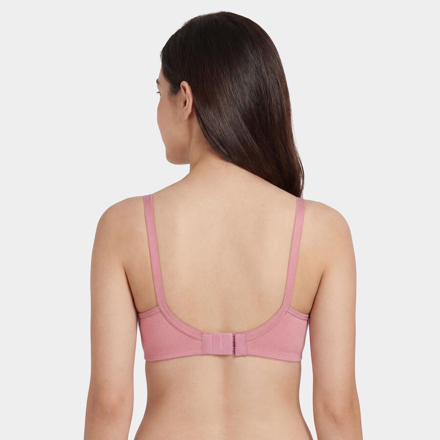 Women's Pink Cotton Blend V-Neck Non-Padded Wireless Bra, Light Pink, large