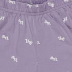 Girls' Purple Printed Elastic Waist Shorts, Lilac, small