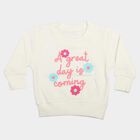 Infants' Cream Crew Neck Pullover Sweatshirt, Off White, small