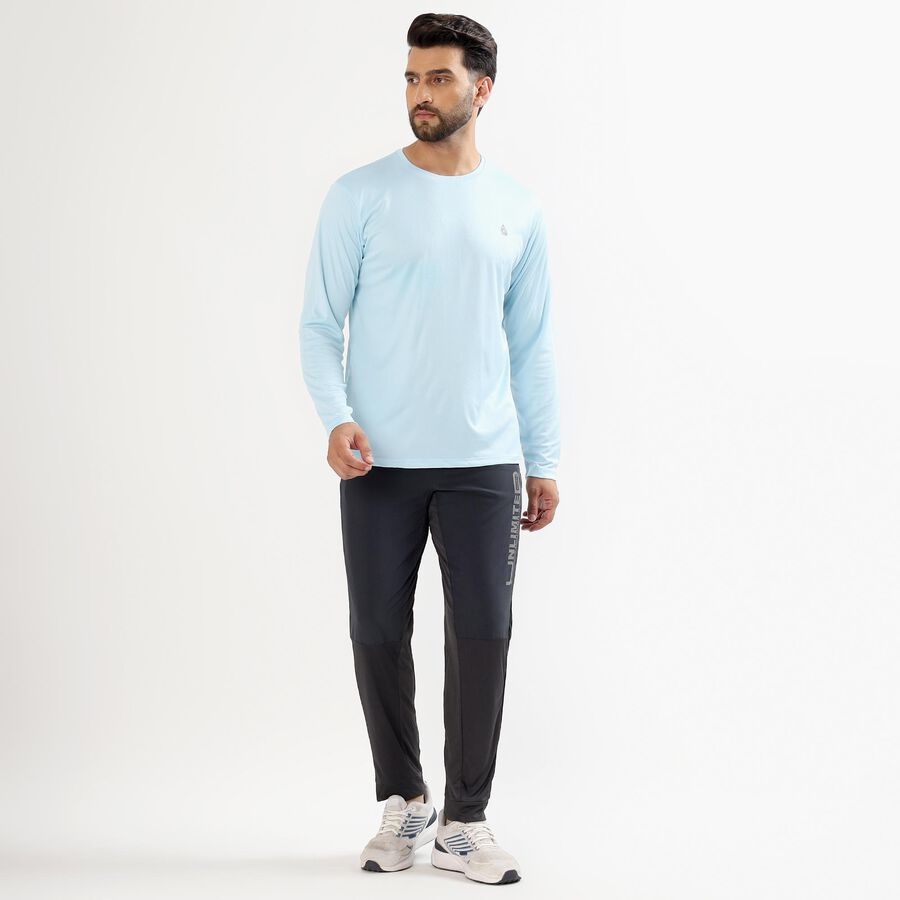 Men's Light Powder Blue Round Neck Casual T-Shirt, Light Blue, large image number null