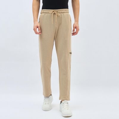 Men's Muted Beige Slim Fit Textured Jogger