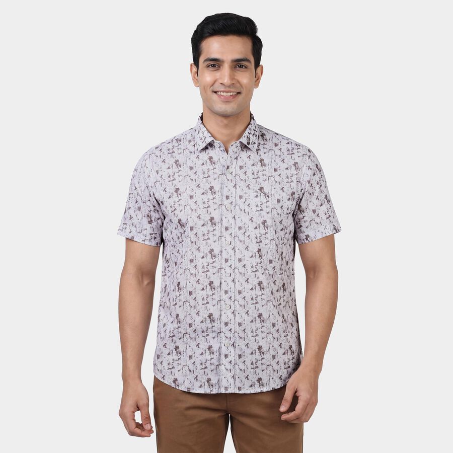Men's Brown Cotton Classic Collar Checked Casual Shirt, भूरा, large
