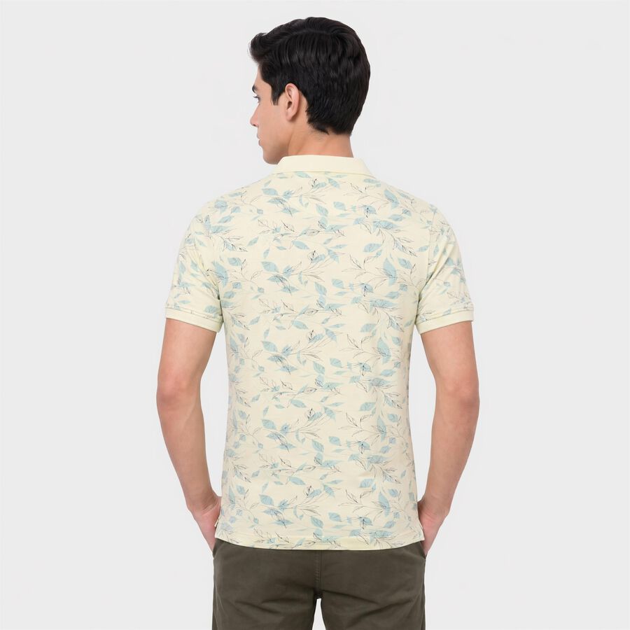 Men's Mint Green Cotton Polo Neck Floral Polo T-Shirt, Light Green, large