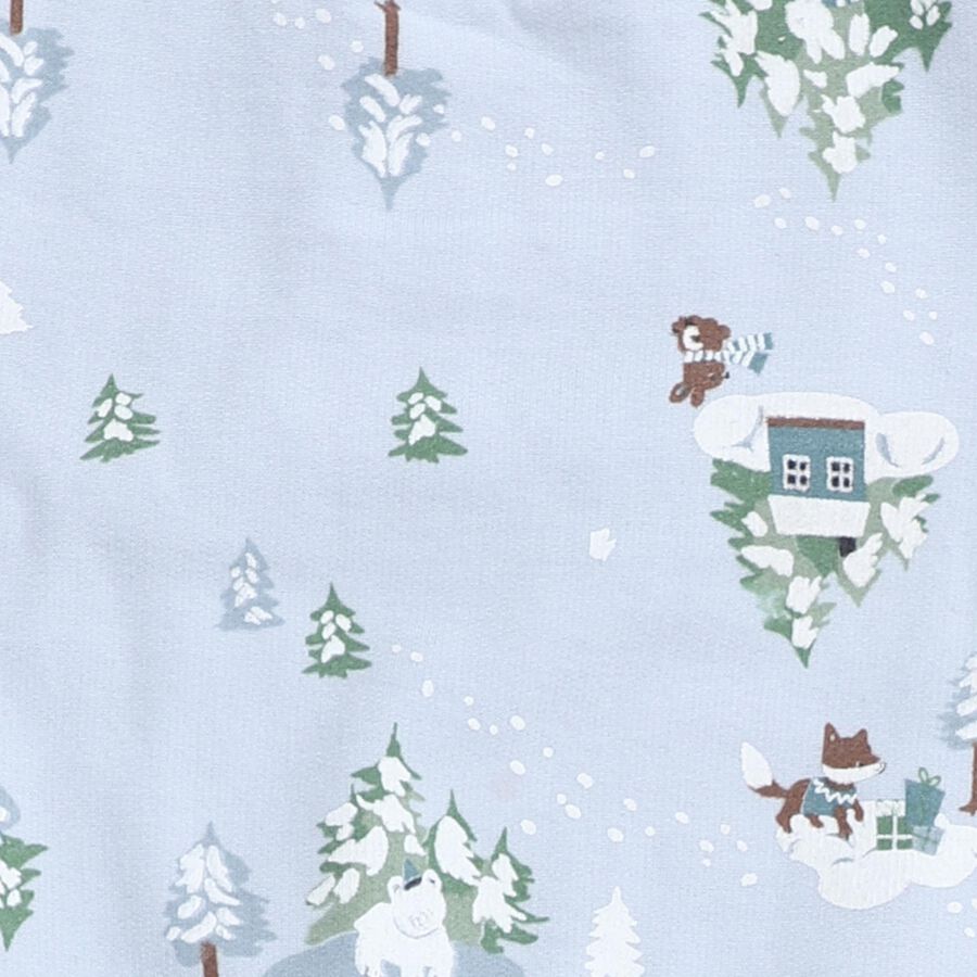 Infants' Light Blue Round Neck Cartoon Print Baba Suit, हल्का नीला, large image number null