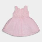 Girls' Soft Pink Embellished Sleeveless Flared Frock, Light Pink, small image number null