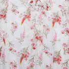 Girls White Round Neck Floral Printed T-Shirt, White, small
