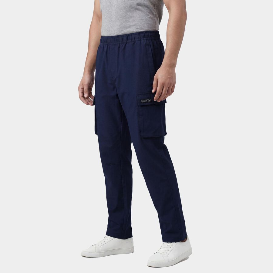 Men's Blue Regular Fit Side-Striped Track Pants, Dark Blue, large