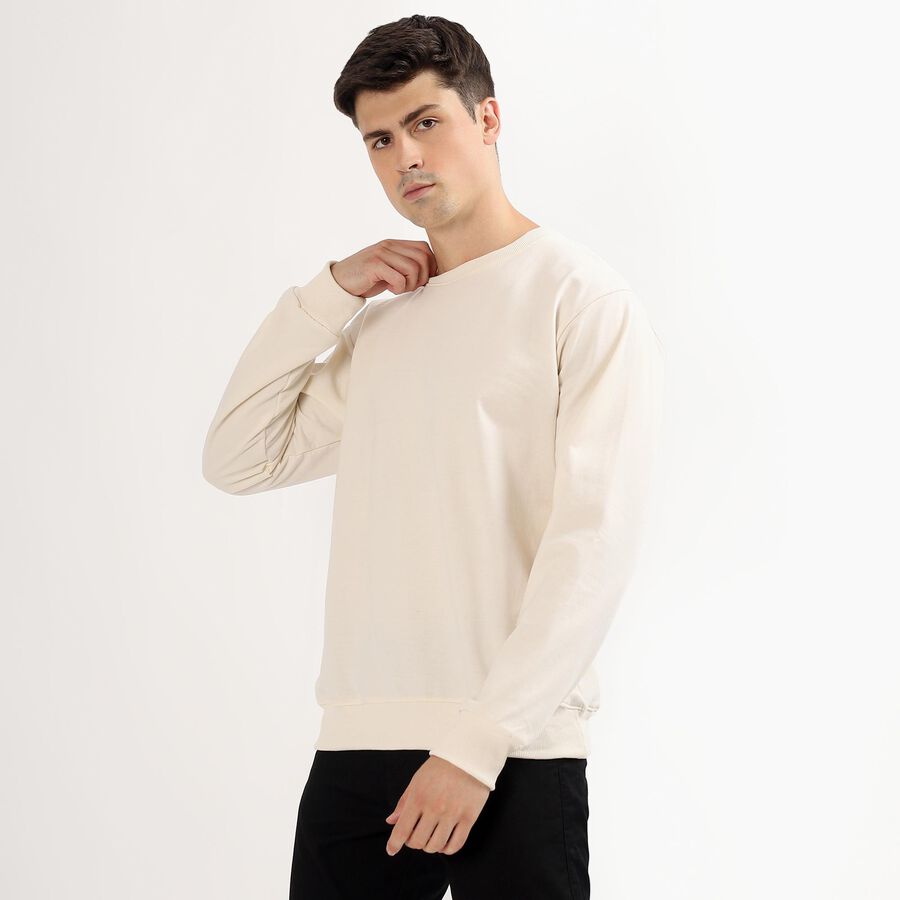 Men's Rich Eggshell White Crew Neck Casual Sweatshirt, Off White, large image number null
