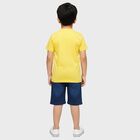 Boys Yellow 100% Cotton Round Neck Graphic Printed Baba Suit, Yellow, small