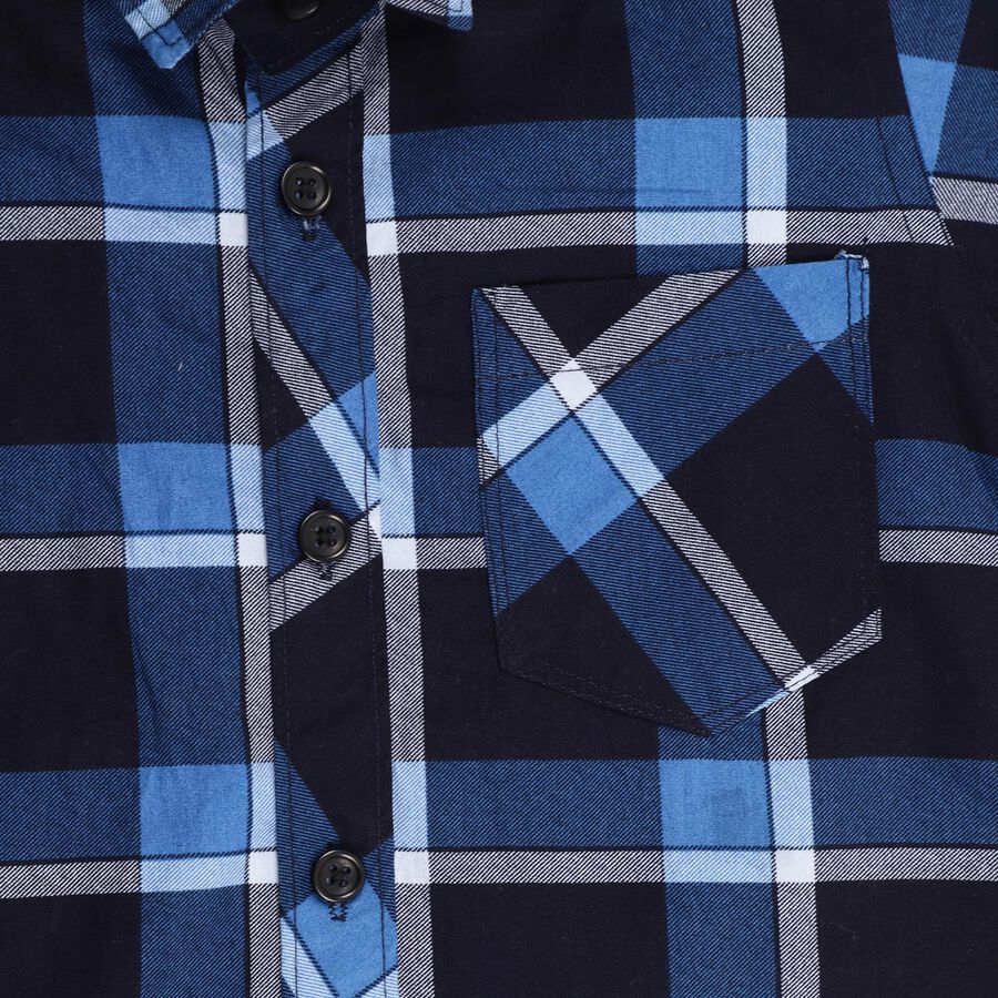 Boys' 100% Cotton Casual Shirt , मध्यम नीला, large image number null