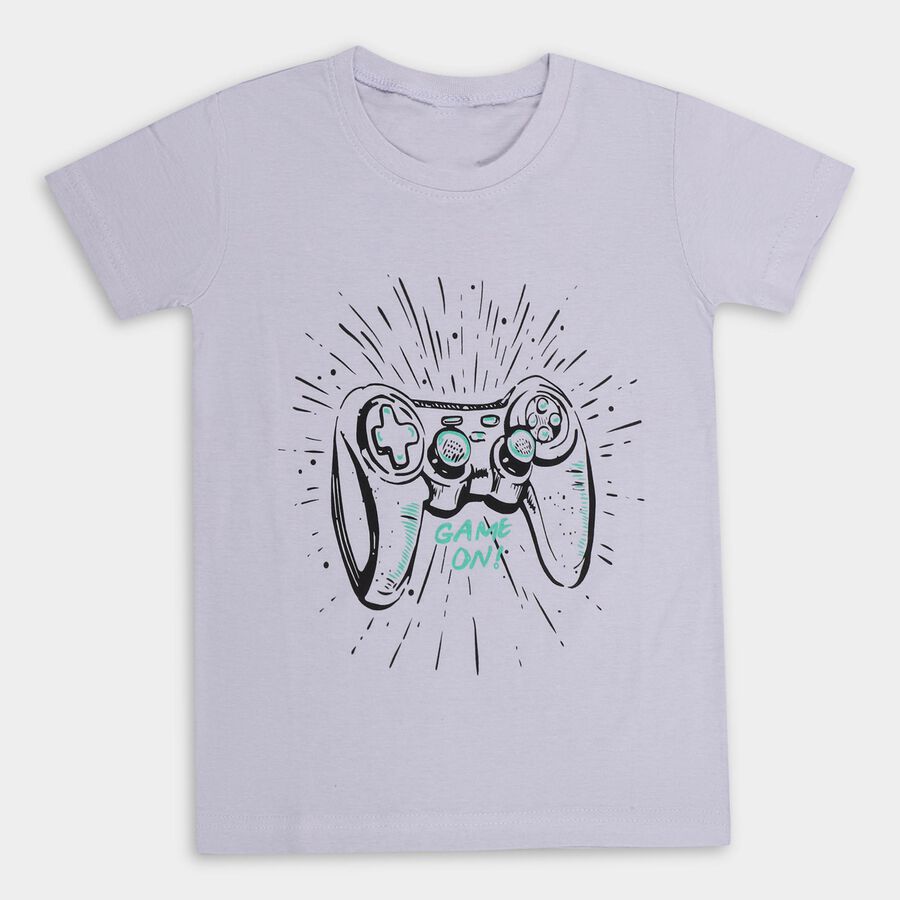 Boys' 100% Cotton Half Sleeves T-Shirt , Light Blue, large