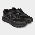 Men's Jet Black Lace-Up Sports Shoes, काला, small