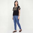 Women's Black Cotton Top, काला, small