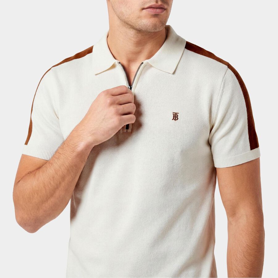 Men's White Polo Collar Casual Half Sleeve T-Shirt, White, large
