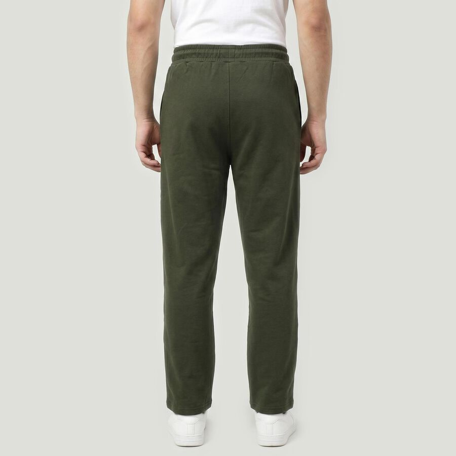 Men's Olive Green Straight Fit Printed Track Pants, Olive, large
