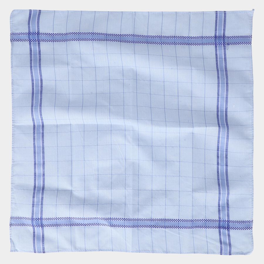 Men's Light Blue Checked Pack of 3 Handkerchief, Mid Blue, large