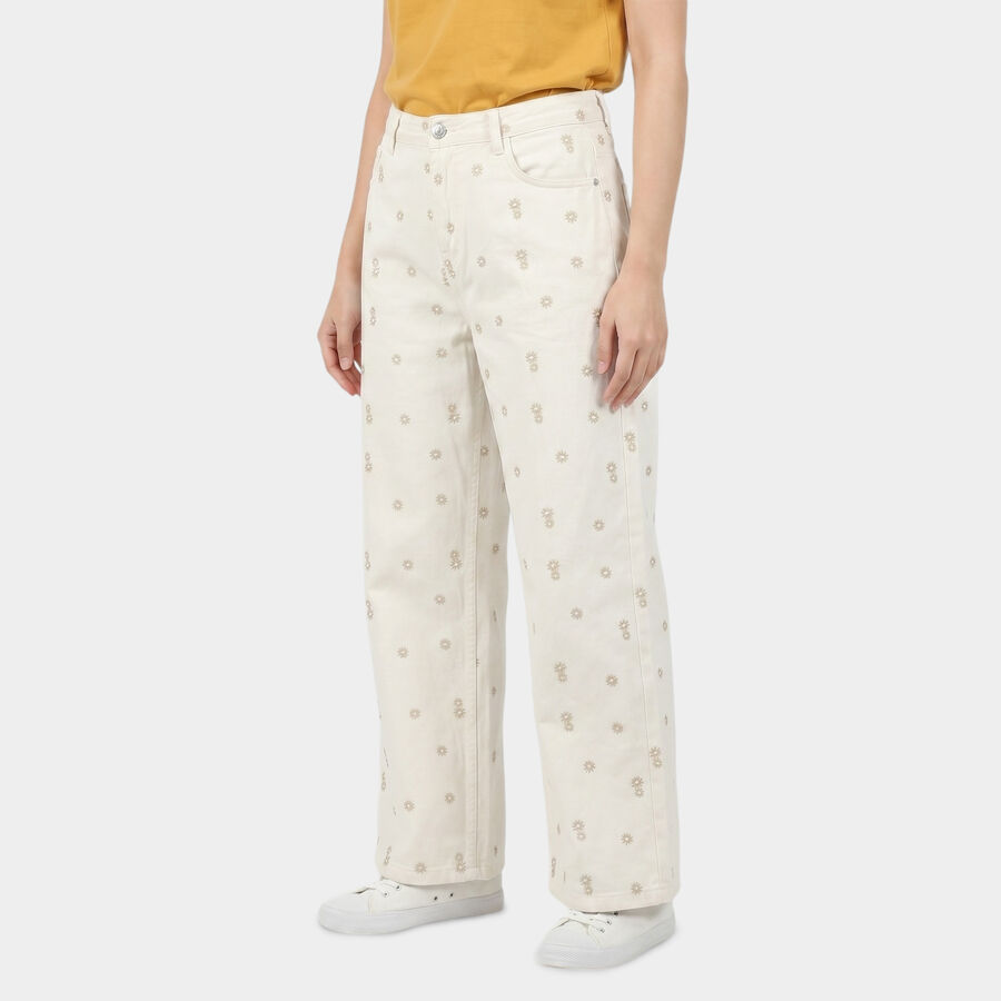 Women's White Straight Fit Classic Jeans, White, large