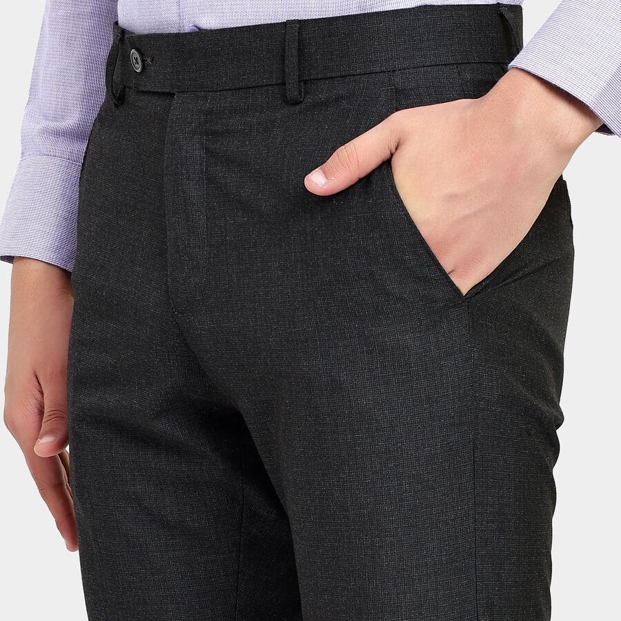 Men's Slim Fit Formal Trousers, Black, large image number null