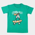 Boys Green Crew Neck Regular Boys T-Shirt, Dark Green, small