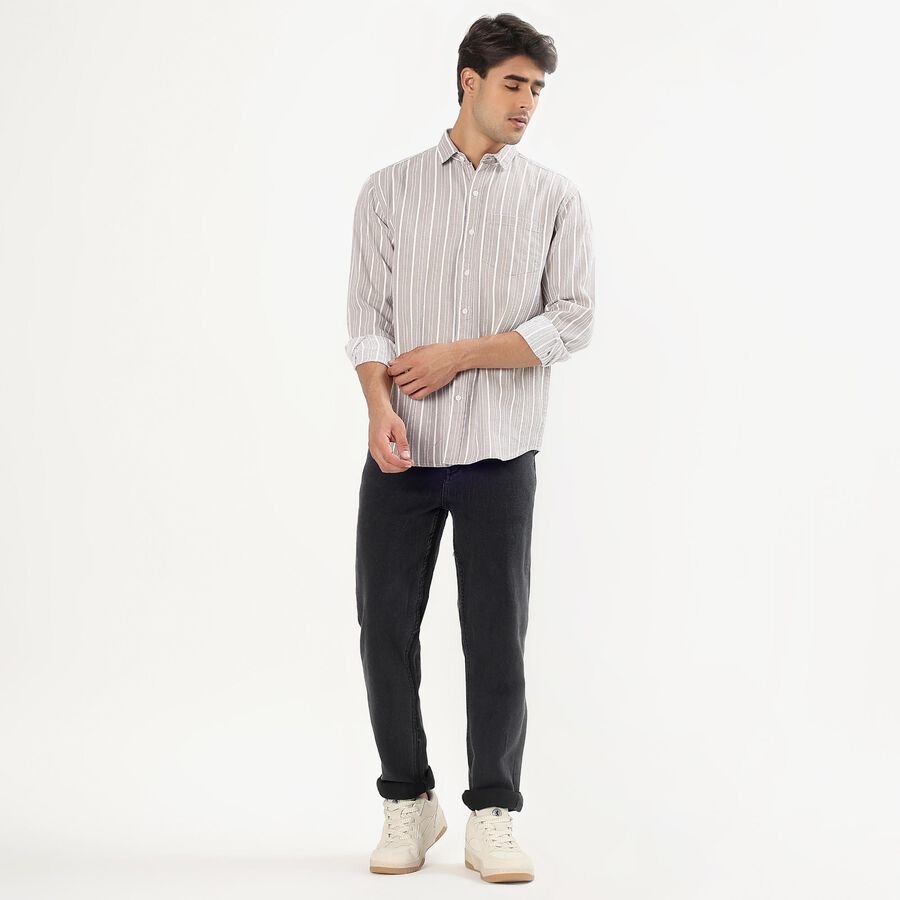 Men's Khaki Cotton Classic Slim Fit Casual Shirt, Khaki, large image number null