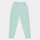 Girls' Light Green Cotton Blend Minimalist Pyjama, Light Green, small