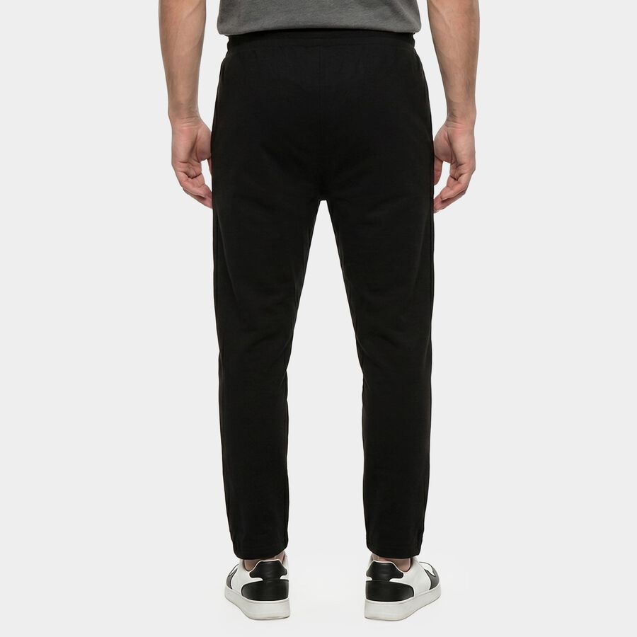 Men's Black Straight Fit Track Pants, काला, large