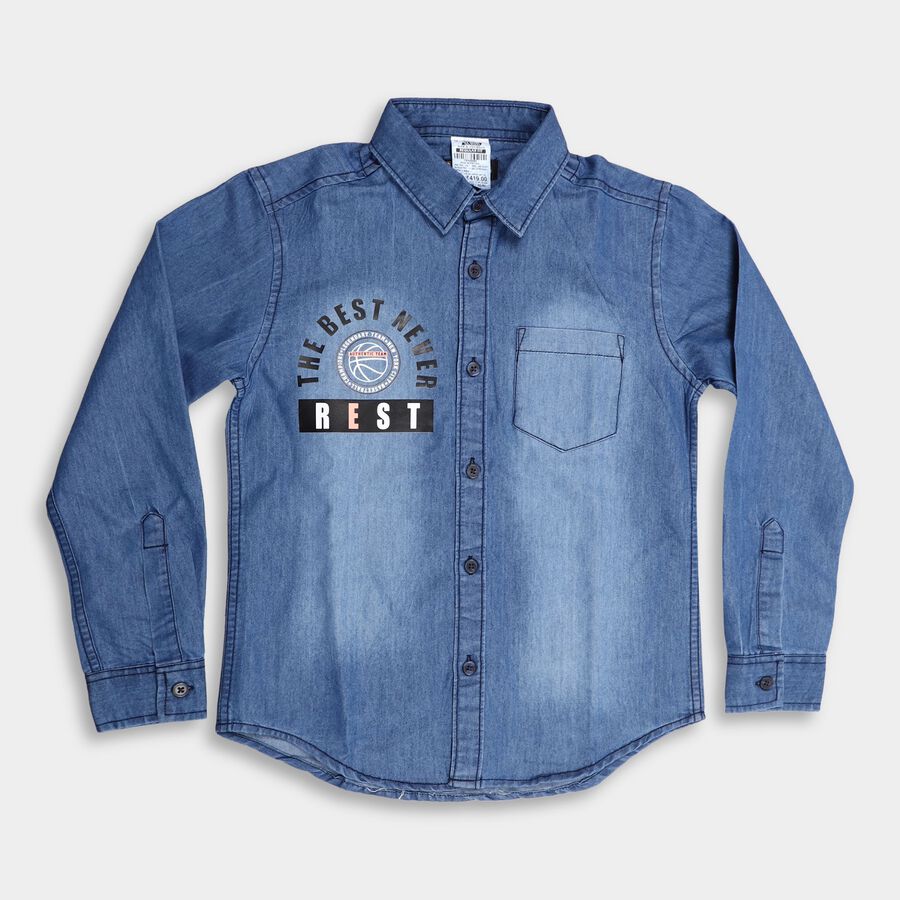 Boy's Casual Shirt , Mid Blue, large image number null