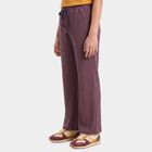 Girls' Lilac Straight Fit Ribbed Drawstring Pyjama, Lilac, small
