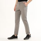 Men's 100% Cotton Slim Fit Casual Trousers, Light Grey, small
